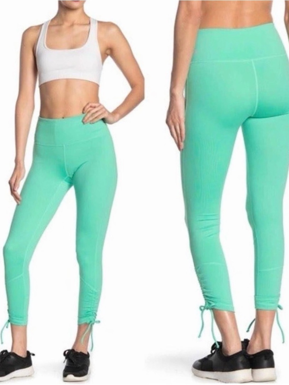 Z by Zella Mint Green 7/8 Leggings with Ruched Drawstrings
